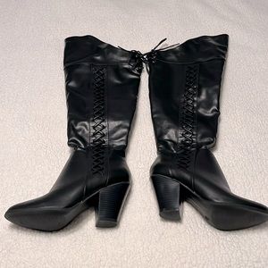 Black Leather Over-the-Knee Boots
